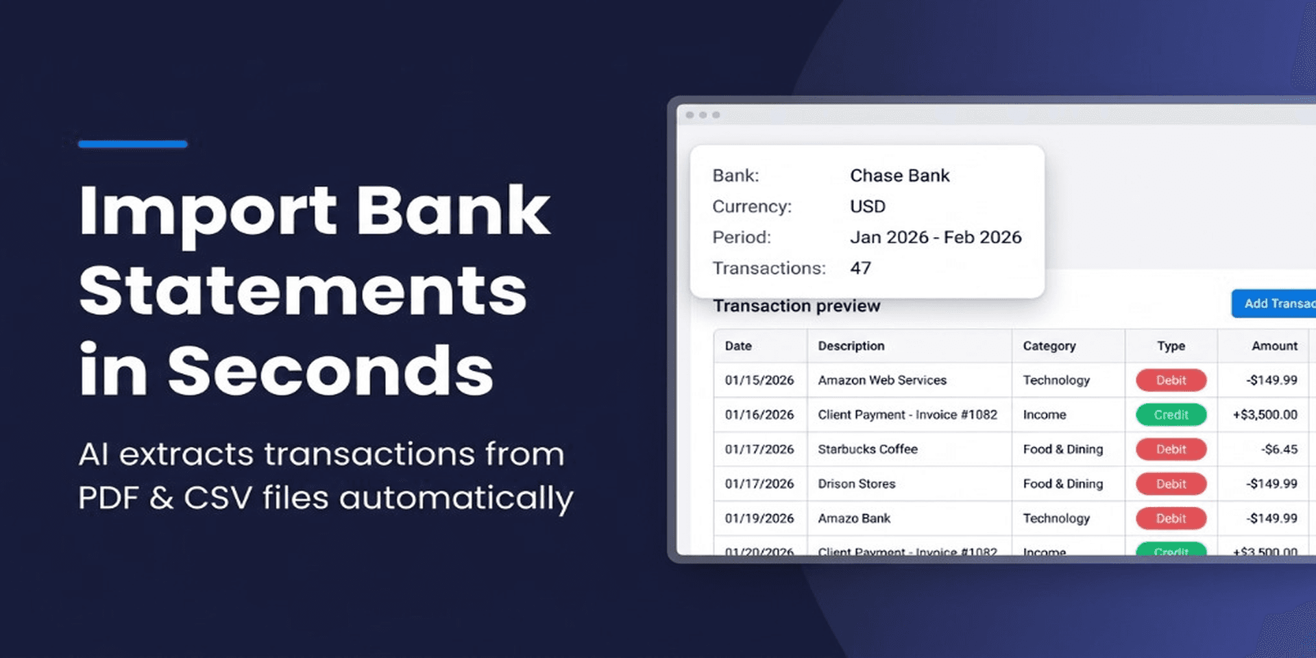 Financial Importer extracting bank statement transactions into a monday.com board